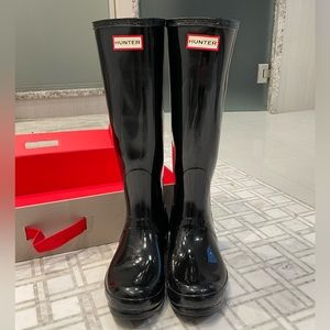 Hunter Original Tall Black Gloss Buckle Rainboots